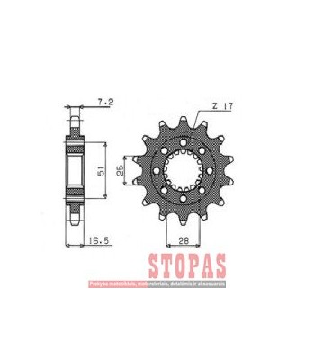 SUNSTAR SPROCKETS Žvaigždė KTM