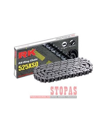 RK Grandinė XSO 116 CLIP & RIVET LINK 525 X-RING REPLACEMENT DRIVE CHAIN / GOLD|BLACK / CARBON ALLOY STEEL