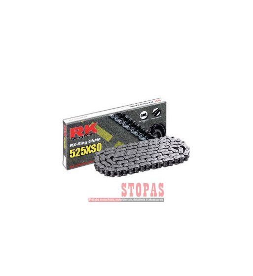 Rk Grandinė XSO 116 CLIP & RIVET LINK 525 X-RING REPLACEMENT DRIVE CHAIN / GOLD|BLACK / CARBON ALLOY STEEL