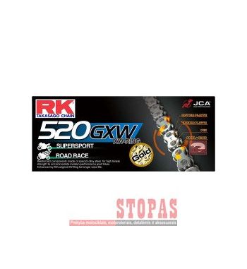 Rk Grandinė GB520GXW 112 RIVET LINK 520 W-RING REPLACEMENT DRIVE CHAIN / GOLD