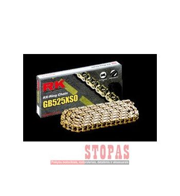 Rk Grandinė XSO 118 CLIP & RIVET LINK 525 X-RING REPLACEMENT DRIVE CHAIN / GOLD|BLACK / CARBON ALLOY STEEL
