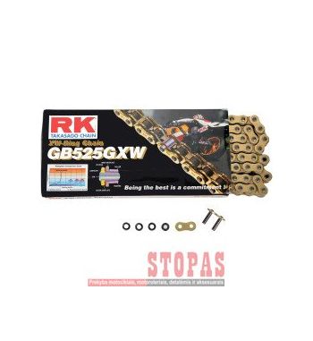 RK Grandinė GXW 130 RIVET LINK 525 W-RING PERFORMANCE REPLACEMENT DRIVE CHAIN / GOLD / CARBON ALLOY STEEL