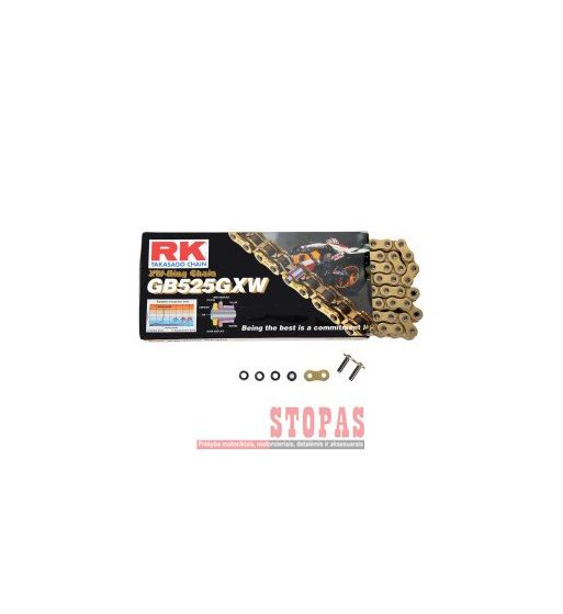 RK Grandinė GXW 130 RIVET LINK 525 W-RING PERFORMANCE REPLACEMENT DRIVE CHAIN / GOLD / CARBON ALLOY STEEL