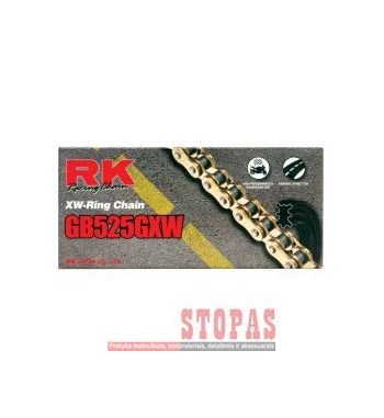 RK Grandinė GXW 122 RIVET LINK 525 W-RING REPLACEMENT DRIVE CHAIN / GOLD|BLACK / CARBON ALLOY STEEL
