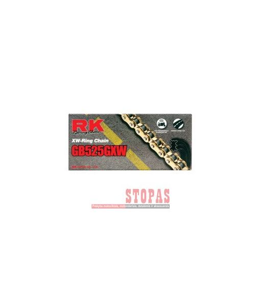 RK Grandinė GXW 122 RIVET LINK 525 W-RING REPLACEMENT DRIVE CHAIN / GOLD|BLACK / CARBON ALLOY STEEL