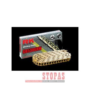 RK Grandinė GXW 122 RIVET LINK 530 W-RING REPLACEMENT DRIVE CHAIN / GOLD|BLACK / CARBON ALLOY STEEL