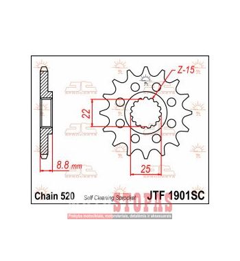 JT SPROCKETS ŽVAIGŽDĖ  15 TEETH 520 PITCH NATURAL CHROMOLY STEEL ALLOY