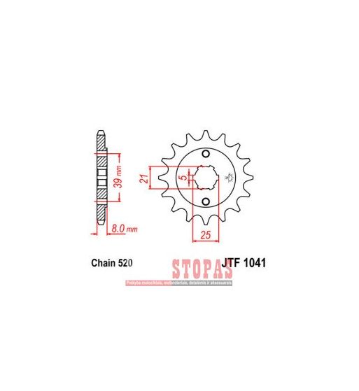 JT SPROCKETS ŽVAIGŽDĖ 14 TEETH 520 PITCH NATURAL CHROMOLY STEEL ALLOY