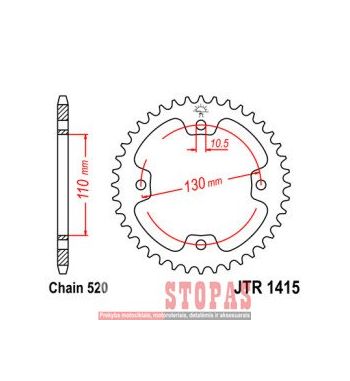 JT SPROCKETS ŽVAIGŽDĖ 36 TEETH 520 PITCH NATURAL C49 HIGH CARBON STEEL