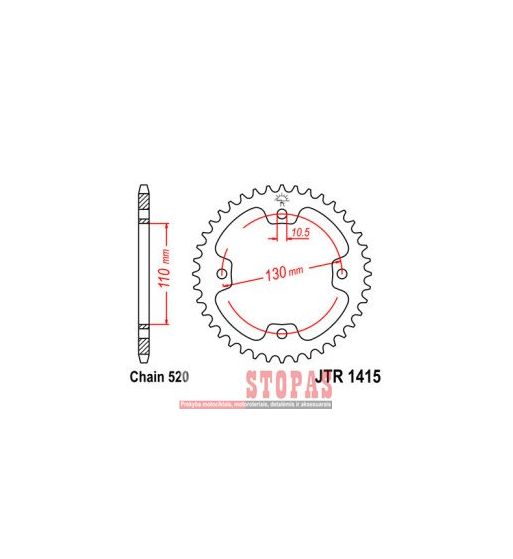 JT SPROCKETS ŽVAIGŽDĖ 36 TEETH 520 PITCH NATURAL C49 HIGH CARBON STEEL