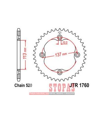 JT SPROCKETS ŽVAIGŽDĖ  35 TEETH 520 PITCH BLACK C49 HIGH CARBON STEEL