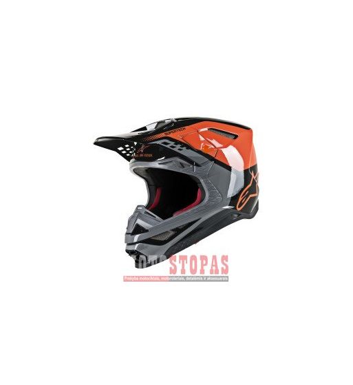 ALPINESTARS(MX) Šalmas Black| Gloss| Gray| Orange