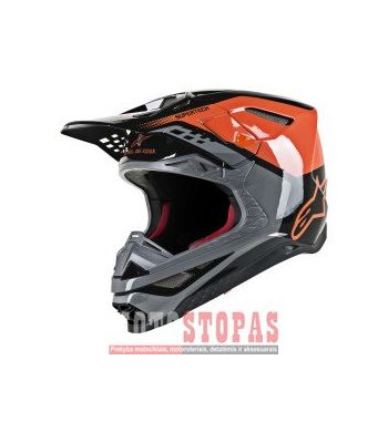 ALPINESTARS(MX) Šalmas Black| Gloss| Gray| Orange