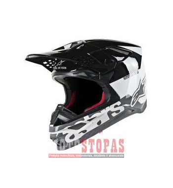 ALPINESTARS(MX) Šalmas Black| Gloss| Gray| White