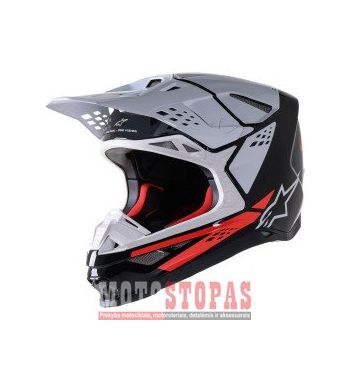 ALPINESTARS(MX) Šalmas BK/WT/RD XL 
