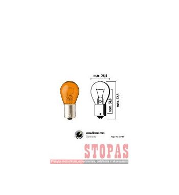 FLOSSER Lemputė 12V PY21W BAU15S AMBER 10PK