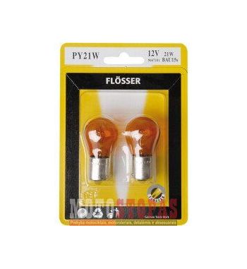 FLOSSER Lemputė 12V PY21W BAU15S AMBER 10PK