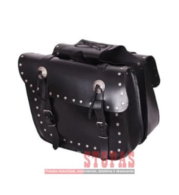Leather side bags STUDS ADRENALINE, colour black (25 l)