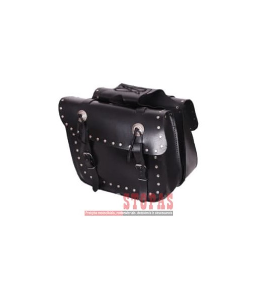 Leather side bags STUDS ADRENALINE, colour black (25 l)