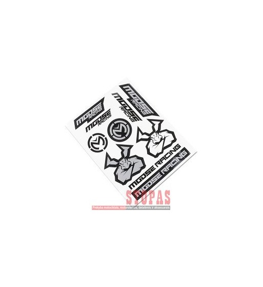 MOOSE RACING SOFT-GOODS DECAL S2 MOOS RACIN BK/SV