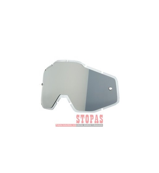 100 % STIKLIUKAS AKINIAMS MIRROR SILVER FLASH/SMOKE ANTI-FOG INJECTED REPLACEMENT