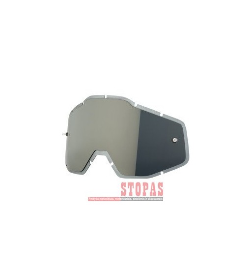 100 % STIKLIUKAS AKINIAMS MIRROR SILVER/SMOKE ANTI-FOG INJECTED REPLACEMENT